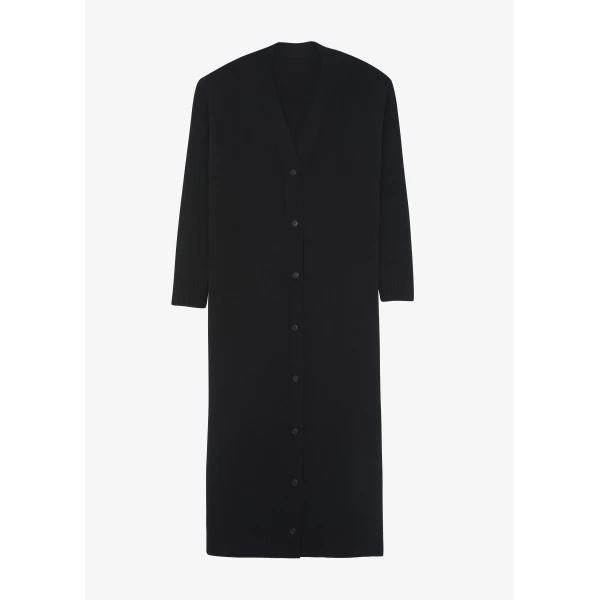 The Frankie Shop Emi Long Knit Cardigan - Black - Oversized Minimalist Knitwear in Black - Shop at Luxury Shoes 