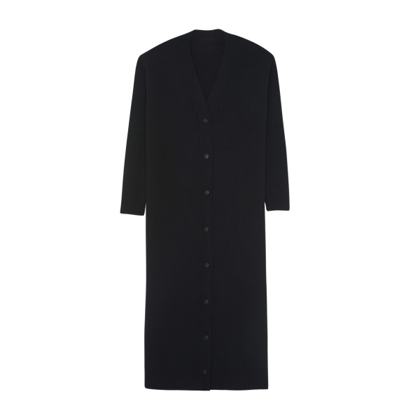 The Frankie Shop Emi Long Knit Cardigan - Black - Oversized Minimalist Knitwear in Black - Shop at Luxury Shoes 