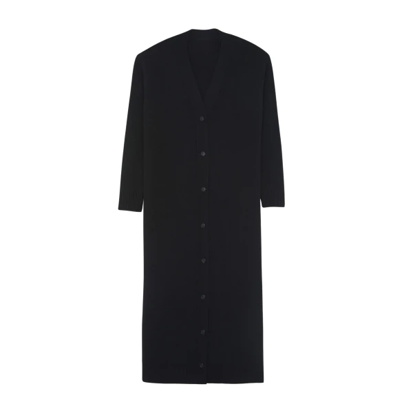 The Frankie Shop Emi Long Knit Cardigan - Black - Oversized Minimalist Knitwear in Black - Shop at Luxury Shoes 