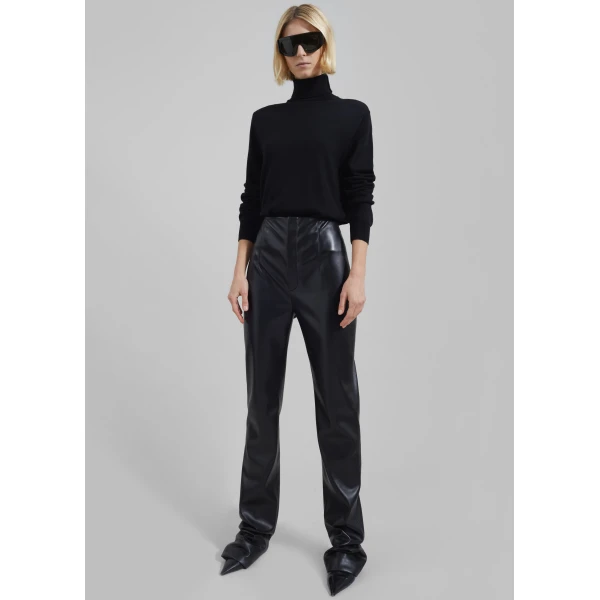 The Frankie Shop Eve Thin Turtleneck Sweater - Black - Oversized Minimalist Knitwear in Brown - Shop at Luxury Shoes 