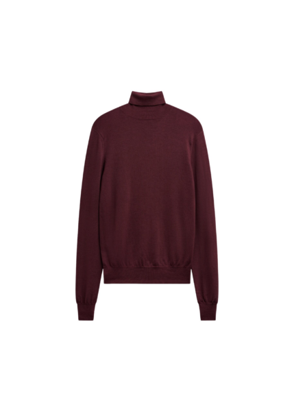 The Frankie Shop Eve Thin Turtleneck Sweater - Burgundy - Oversized Minimalist Knitwear in Red - Shop at Luxury Shoes 