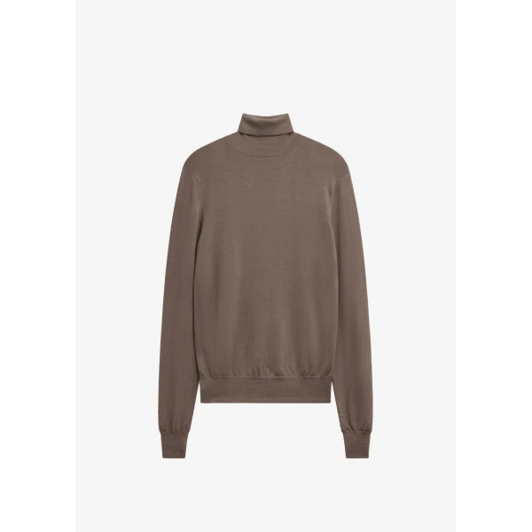 The Frankie Shop Eve Thin Turtleneck Sweater - Dark Taupe - Oversized Minimalist Knitwear in Brown - Shop at Luxury Shoes 