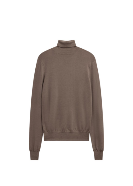 The Frankie Shop Eve Thin Turtleneck Sweater - Dark Taupe - Oversized Minimalist Knitwear in Brown - Shop at Luxury Shoes 