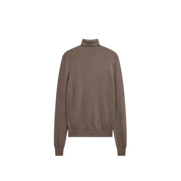 The Frankie Shop Eve Thin Turtleneck Sweater - Dark Taupe - Oversized Minimalist Knitwear in Brown - Shop at Luxury Shoes 