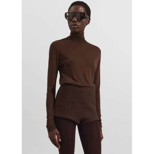 The Frankie Shop Evren Sheer Turtleneck - Brown - Oversized Minimalist Knitwear in Brown - Shop at Luxury Shoes 