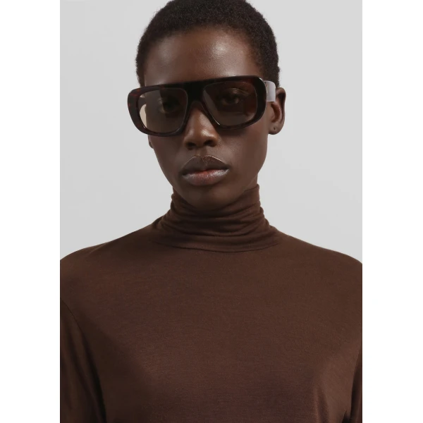 The Frankie Shop Evren Sheer Turtleneck - Brown - Oversized Minimalist Knitwear in Brown - Shop at Luxury Shoes 