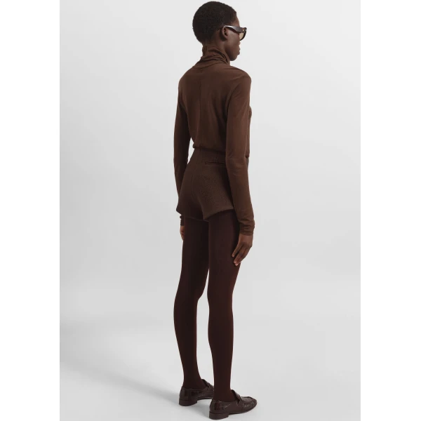 The Frankie Shop Evren Sheer Turtleneck - Brown - Oversized Minimalist Knitwear in Brown - Shop at Luxury Shoes 