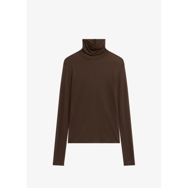 The Frankie Shop Evren Sheer Turtleneck - Brown - Oversized Minimalist Knitwear in Brown - Shop at Luxury Shoes 