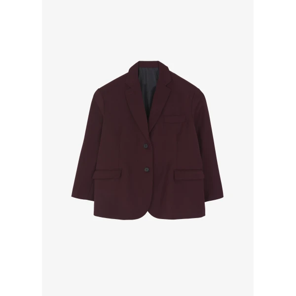 The Frankie Shop Frankie Oversized Boyfriend Blazer - Burgundy - Oversized Minimalist Jackets in Red - Shop at Luxury Shoes 