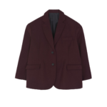 The Frankie Shop Frankie Oversized Boyfriend Blazer - Burgundy - Oversized Minimalist Jackets in Red - Shop at Luxury Shoes 