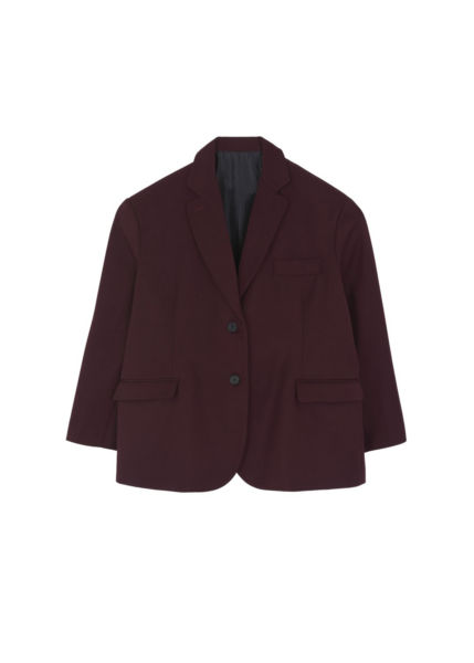 The Frankie Shop Frankie Oversized Boyfriend Blazer - Burgundy - Oversized Minimalist Jackets in Red - Shop at Luxury Shoes 