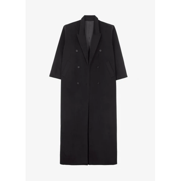 The Frankie Shop Gaia Double Breasted Coat - Black - Oversized Minimalist Coats in Black - Shop at Luxury Shoes 