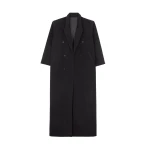 The Frankie Shop Gaia Double Breasted Coat - Black - Oversized Minimalist Coats in Black - Shop at Luxury Shoes 