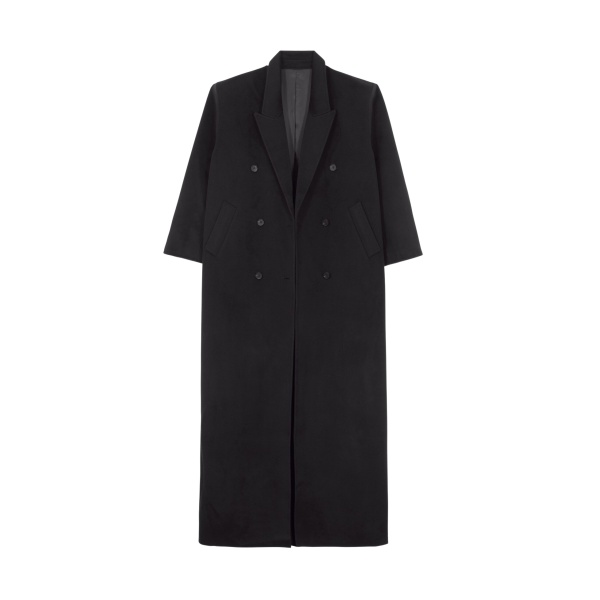 The Frankie Shop Gaia Double Breasted Coat - Black - Oversized Minimalist Coats in Black - Shop at Luxury Shoes 