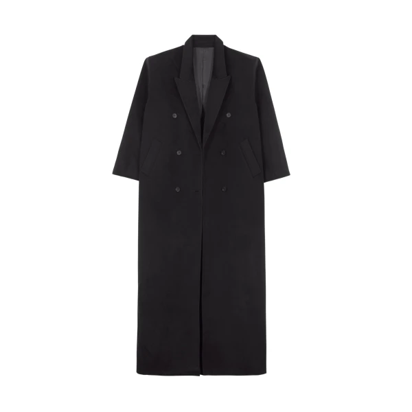 The Frankie Shop Gaia Double Breasted Coat - Black - Oversized Minimalist Coats in Black - Shop at Luxury Shoes 