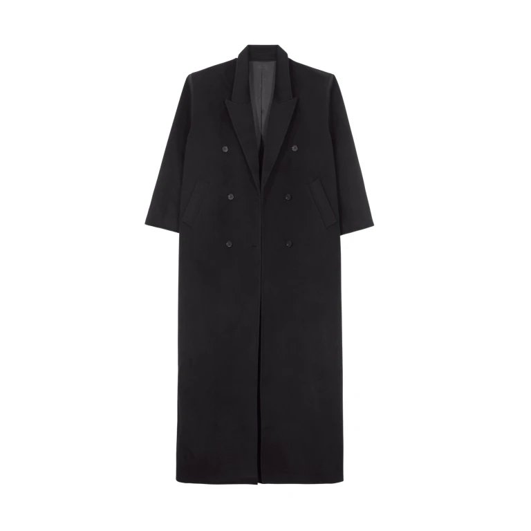 The Frankie Shop Gaia Double Breasted Coat - Black - Oversized Minimalist Coats in Black - Shop at Luxury Shoes 