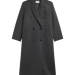 The Frankie Shop Gaia Double Breasted Coat - Dark Grey Melange - Oversized Minimalist Coats in Grey - Shop at Luxury Shoes 