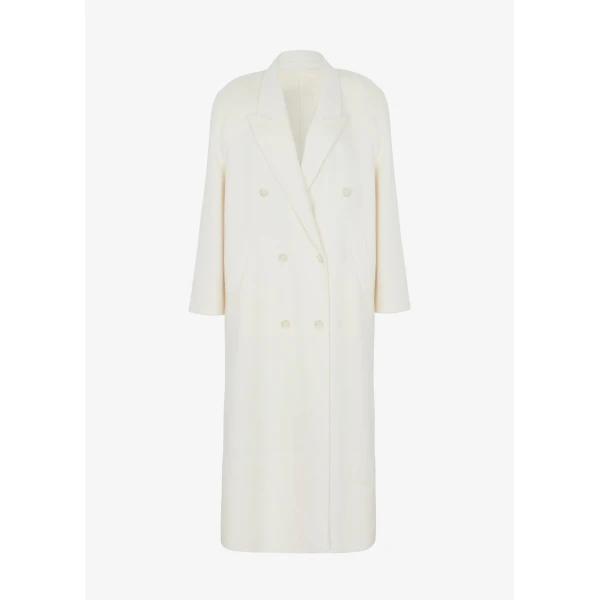 The Frankie Shop Gaia Double Breasted Coat - Ivory - Oversized Minimalist Coats in Ivory - Shop at Luxury Shoes 