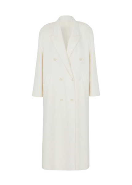 The Frankie Shop Gaia Double Breasted Coat - Ivory - Oversized Minimalist Coats in Ivory - Shop at Luxury Shoes 