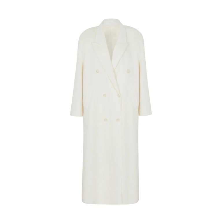 The Frankie Shop Gaia Double Breasted Coat - Ivory - Oversized Minimalist Coats in Ivory - Shop at Luxury Shoes 