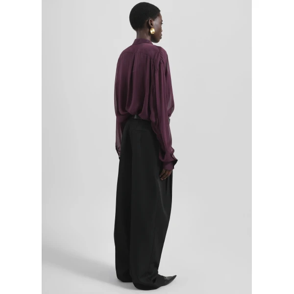 The Frankie Shop Gelso Pleated Twill Trousers - Black - Oversized Minimalist Pants in Black - Shop at Luxury Shoes 