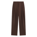 The Frankie Shop Gelso Pleated Twill Trousers - Brown - Oversized Minimalist Pants in Brown - Shop at Luxury Shoes 