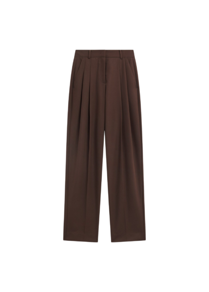 The Frankie Shop Gelso Pleated Twill Trousers - Brown - Oversized Minimalist Pants in Brown - Shop at Luxury Shoes 