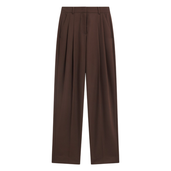 The Frankie Shop Gelso Pleated Twill Trousers - Brown - Oversized Minimalist Pants in Brown - Shop at Luxury Shoes 
