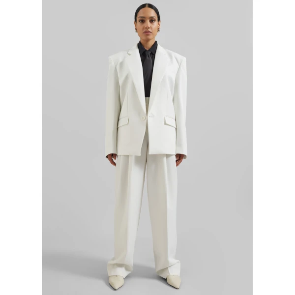 The Frankie Shop Gelso Pleated Twill Trousers - White - Oversized Minimalist Pants in White - Shop at Luxury Shoes 