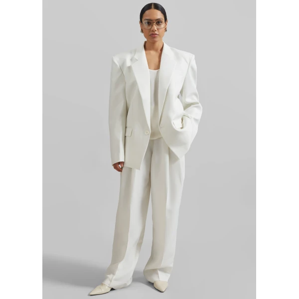 The Frankie Shop Gelso Pleated Twill Trousers - White - Oversized Minimalist Pants in White - Shop at Luxury Shoes 