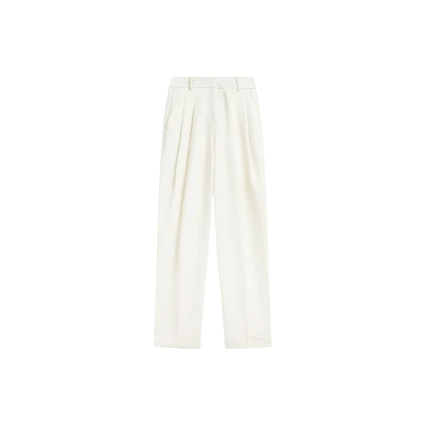 The Frankie Shop Gelso Pleated Twill Trousers - White - Oversized Minimalist Pants in White - Shop at Luxury Shoes 