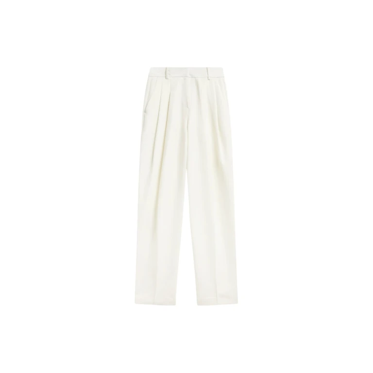 The Frankie Shop Gelso Pleated Twill Trousers - White - Oversized Minimalist Pants in White - Shop at Luxury Shoes 