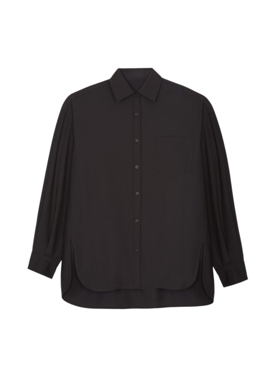 The Frankie Shop Georgia Wool Blend Shirt - Brown - Oversized Minimalist Tops in Brown - Shop at Luxury Shoes 