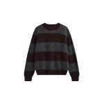 The Frankie Shop Gimel Mohair Sweater - Grey/Brown Stripe - Oversized Minimalist Knitwear in Brown - Shop at Luxury Shoes 