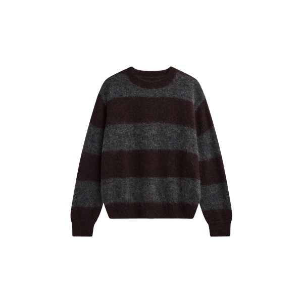 The Frankie Shop Gimel Mohair Sweater - Grey/Brown Stripe - Oversized Minimalist Knitwear in Brown - Shop at Luxury Shoes 