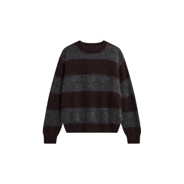 The Frankie Shop Gimel Mohair Sweater - Grey/Brown Stripe - Oversized Minimalist Knitwear in Brown - Shop at Luxury Shoes 