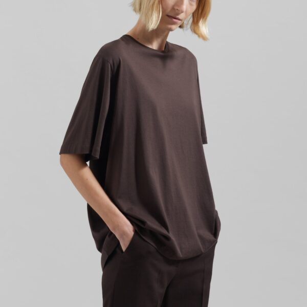 The Frankie Shop Harper Soft Organic T-Shirt – Brown Top, view 5