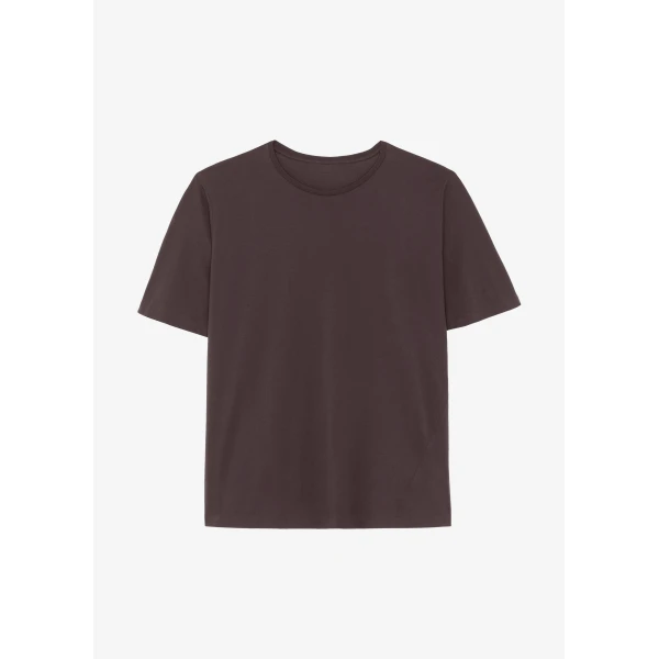 The Frankie Shop Harper Soft Organic T-Shirt - Brown - Oversized Minimalist Tops in Brown - Shop at Luxury Shoes 