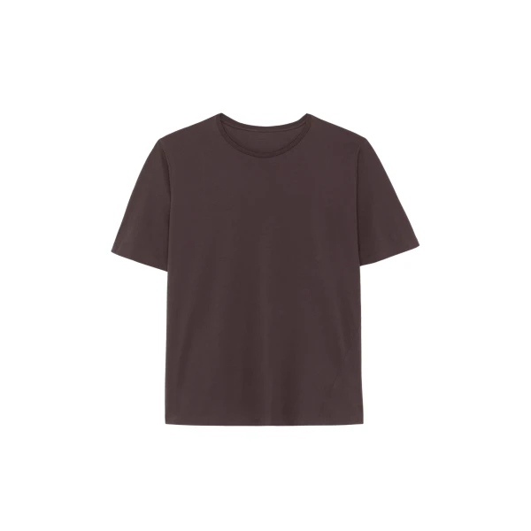 The Frankie Shop Harper Soft Organic T-Shirt - Brown - Oversized Minimalist Tops in Brown - Shop at Luxury Shoes 
