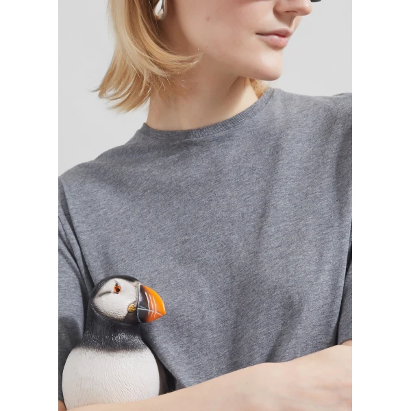 The Frankie Shop Harper Soft Organic T-Shirt - Dark Grey Melange - Oversized Minimalist Tops in Grey - Shop at Luxury Shoes 