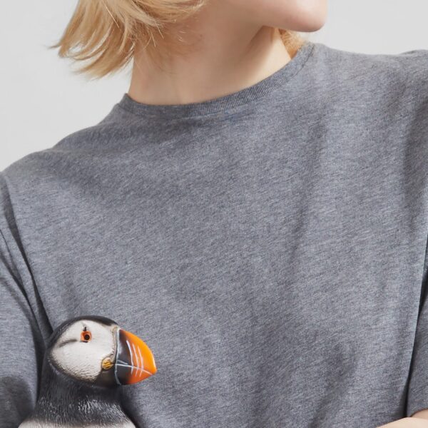 The Frankie Shop Harper Soft Organic T-Shirt – Dark Grey Melange Top, view 5