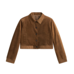 The Frankie Shop Hartford Suede Short Jacket - Dark Camel - Oversized Minimalist Jackets in Brown - Shop at Luxury Shoes 
