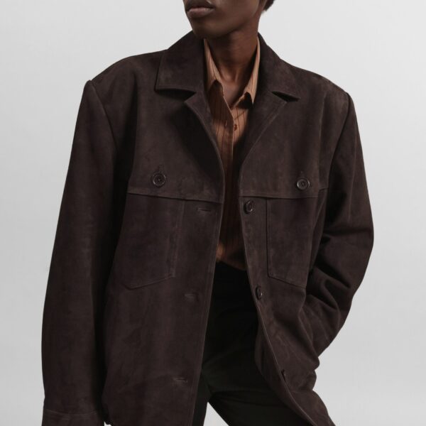 The Frankie Shop Hester Faux Suede Jacket – Brown, view 2