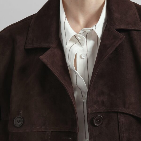 The Frankie Shop Hester Faux Suede Jacket – Brown, view 5