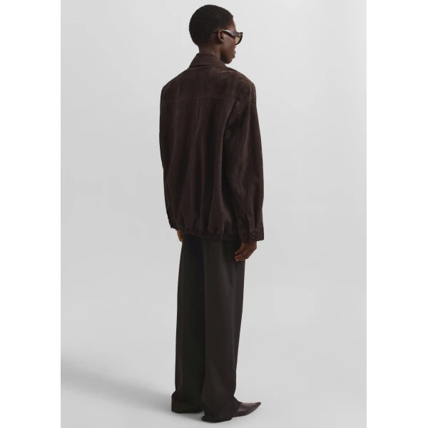 The Frankie Shop Hester Faux Suede Jacket - Brown - Oversized Minimalist Jackets in Brown - Shop at Luxury Shoes 