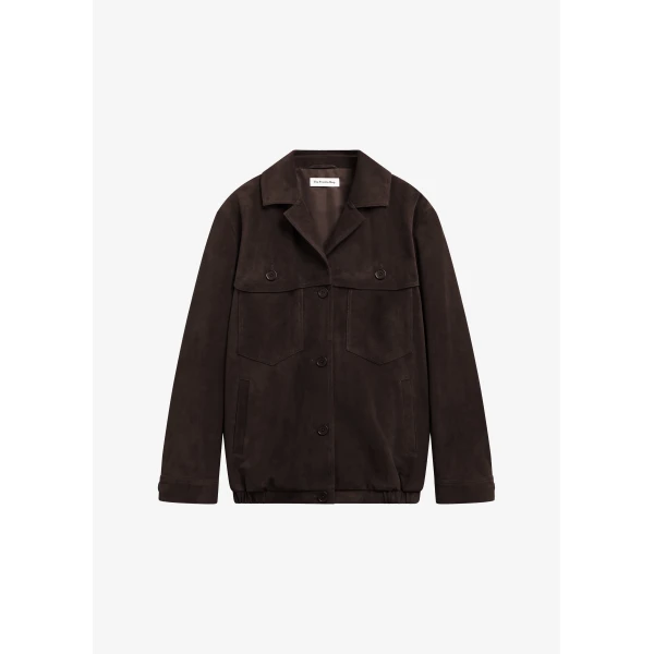 The Frankie Shop Hester Faux Suede Jacket - Brown - Oversized Minimalist Jackets in Brown - Shop at Luxury Shoes 