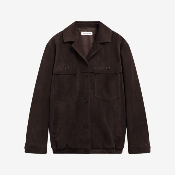 The Frankie Shop Hester Faux Suede Jacket – Brown, view 8