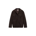 The Frankie Shop Hester Faux Suede Jacket - Brown - Oversized Minimalist Jackets in Brown - Shop at Luxury Shoes 