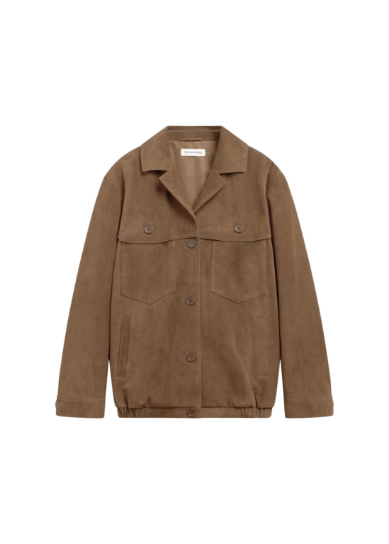 The Frankie Shop Hester Faux Suede Jacket - Camel - Oversized Minimalist Jackets in Brown - Shop at Luxury Shoes 