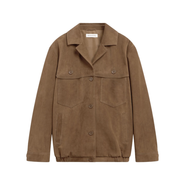 The Frankie Shop Hester Faux Suede Jacket - Camel - Oversized Minimalist Jackets in Brown - Shop at Luxury Shoes 
